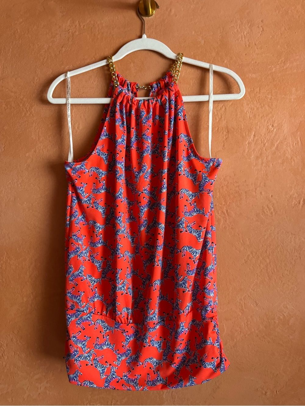 Lilly Pulitzer Zebra Print Chain Neck Halter Top Size Small